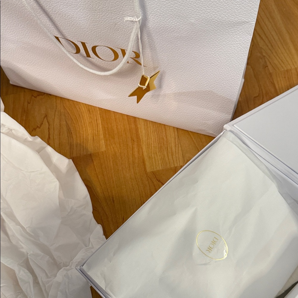 Dior White Bag with Gold Detailing